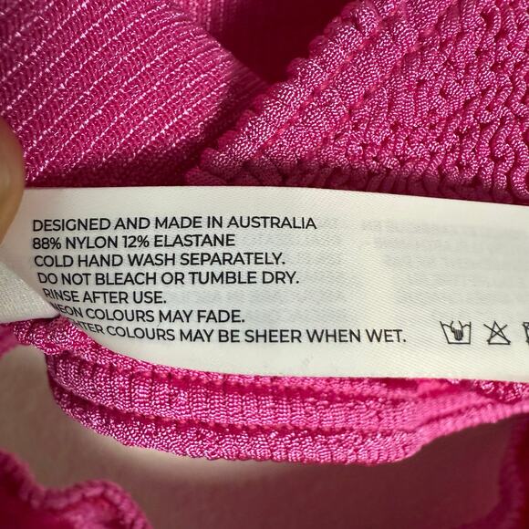 Bond Eye Rico Pink One Shoulder Cut Out One Piece Crinkle Swimsuit One Size - Picture 10 of 10